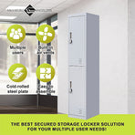2-Door Vertical Locker for Office Gym Shed School Home Storage, image 6