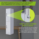 2-Door Vertical Locker for Office Gym Shed School Home Storage - Low Angle