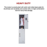 2-Door Vertical Locker for Office Gym Shed School Home Storage - Extra Image