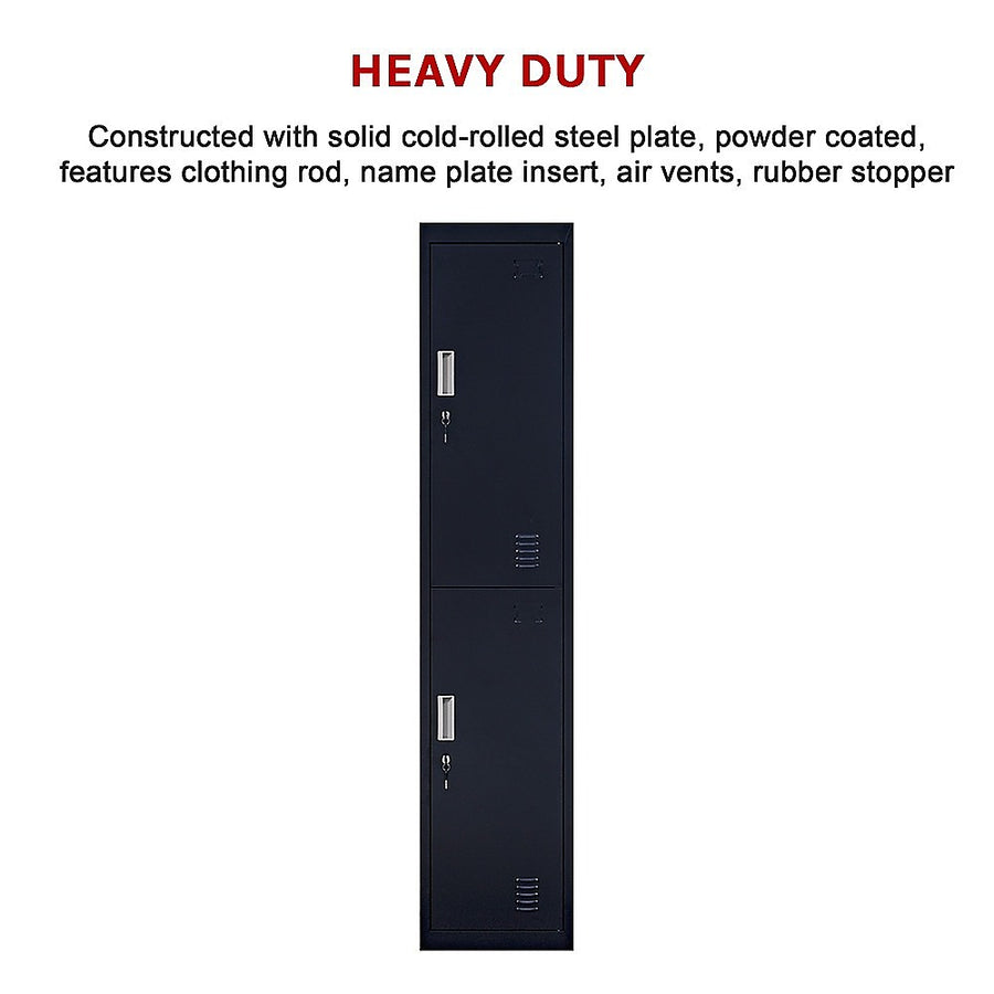 2-Door Vertical Locker for Office Gym Shed School Home Storage, image 8
