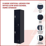 2-Door Vertical Locker for Office Gym Shed School Home Storage - Side View