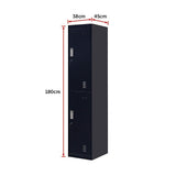 2-Door Vertical Locker for Office Gym Shed School Home Storage - Low Angle