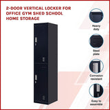 2-Door Vertical Locker for Office Gym Shed School Home Storage - Side View