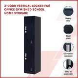 2-Door Vertical Locker for Office Gym Shed School Home Storage - Side View