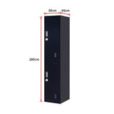 2-Door Vertical Locker for Office Gym Shed School Home Storage - Low Angle
