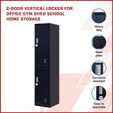 2-Door Vertical Locker for Office Gym Shed School Home Storage - Side View