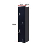 2-Door Vertical Locker for Office Gym Shed School Home Storage - Low Angle