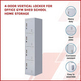 4-Door Vertical Locker for Office Gym Shed School Home Storage - Side View