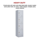 4-Door Vertical Locker for Office Gym Shed School Home Storage - Close-Up Angle