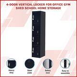 4-Door Vertical Locker for Office Gym Shed School Home Storage - Side View