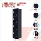 4-Door Vertical Locker for Office Gym Shed School Home Storage - Side View
