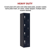 4-Door Vertical Locker for Office Gym Shed School Home Storage - Close-Up Angle