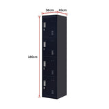 4-Door Vertical Locker for Office Gym Shed School Home Storage - Low Angle