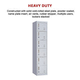 6-Door Locker for Office Gym Shed School Home Storage - Close-Up Angle