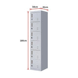 6-Door Locker for Office Gym Shed School Home Storage - Low Angle