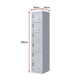 6-Door Locker for Office Gym Shed School Home Storage - Low Angle