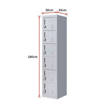 6-Door Locker for Office Gym Shed School Home Storage - Low Angle