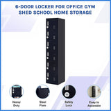6-Door Locker for Office Gym Shed School Home Storage - Side View