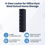 6-Door Locker for Office Gym Shed School Home Storage - Extra Image