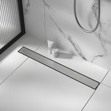 1200mm Tile Insert Bathroom Shower Stainless Steel Grate Drain w/Centre outlet Floor Waste - Side View