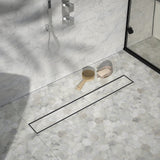 1200mm Tile Insert Bathroom Shower Stainless Steel Grate Drain w/Centre outlet Floor Waste - 45-Degree Angle