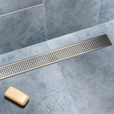 800mm Bathroom Shower Stainless Steel Grate Drain w/Centre outlet Floor Waste - Front View