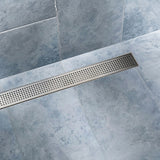 800mm Bathroom Shower Stainless Steel Grate Drain w/Centre outlet Floor Waste - Low Angle