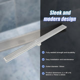 800mm Bathroom Shower Stainless Steel Grate Drain w/Centre outlet Floor Waste - Extra Image