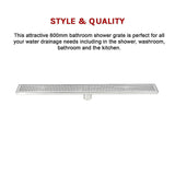800mm Bathroom Shower Stainless Steel Grate Drain w/Centre outlet Floor Waste - Extra Image