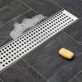 900mm Bathroom Shower Stainless Steel Grate Drain w/Centre outlet Floor Waste Square Pattern - Extra Image
