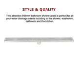 900mm Bathroom Shower Stainless Steel Grate Drain w/Centre outlet Floor Waste Square Pattern - Extra Image