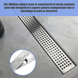 1000mm Bathroom Shower Stainless Steel Grate Drain w/Centre outlet Floor Waste Square Pattern - 45-Degree Angle