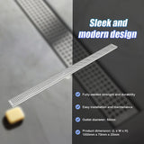 1000mm Bathroom Shower Stainless Steel Grate Drain w/Centre outlet Floor Waste Square Pattern - Low Angle