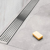 1200mm Bathroom Shower Stainless Steel Grate Drain w/Centre outlet Floor Waste Square Pattern - Front View