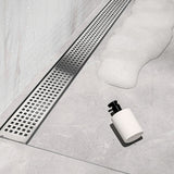 1200mm Bathroom Shower Stainless Steel Grate Drain w/Centre outlet Floor Waste Square Pattern - Low Angle