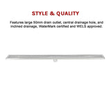 1200mm Bathroom Shower Stainless Steel Grate Drain w/Centre outlet Floor Waste Square Pattern - Extra Image