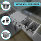 2x 15L Pull Out Trash Bin Dual Kitchen Garbage Waste Basket Cabinet Bin - Extra Image