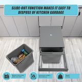 2x 15L Pull Out Trash Bin Dual Kitchen Garbage Waste Basket Cabinet Bin