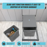 2x 15L Pull Out Trash Bin Dual Kitchen Garbage Waste Basket Cabinet Bin - Extra Image