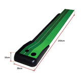 Indoor Practice Putting Green 2.5m Mat Inclined Ball Return Fake Grass 2 Holes - Low Angle