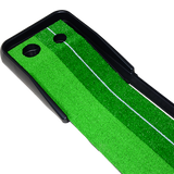 Indoor Practice Putting Green 2.5m Mat Inclined Ball Return Fake Grass 2 Holes - Top-Down View