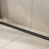 1000mm Tile Insert Bathroom Shower Black Grate Drain w/Centre outlet Floor Waste - Front View