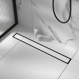 1200mm Tile Insert Bathroom Shower Black Grate Drain w/Centre outlet Floor Waste - Top-Down View
