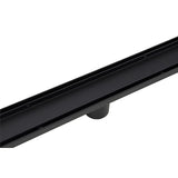 1200mm Tile Insert Bathroom Shower Black Grate Drain w/Centre outlet Floor Waste - Rear View