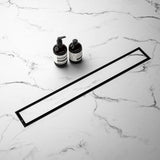 1200mm Tile Insert Bathroom Shower Black Grate Drain w/Centre outlet Floor Waste - Close-Up Angle