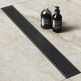800mm Bathroom Shower Black Grate Drain w/Centre outlet Floor Waste - Front View