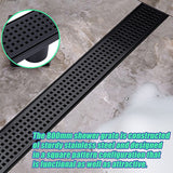 800mm Bathroom Shower Black Grate Drain w/Centre outlet Floor Waste - 45-Degree Angle