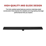 900mm Bathroom Shower Black Grate Drain w/Centre outlet Floor Waste Square Pattern