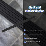 1000mm Bathroom Shower Black Grate Drain w/Centre outlet Floor Waste Square Pattern - Extra Image