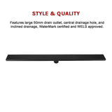 1000mm Bathroom Shower Black Grate Drain w/Centre outlet Floor Waste Square Pattern - Extra Image